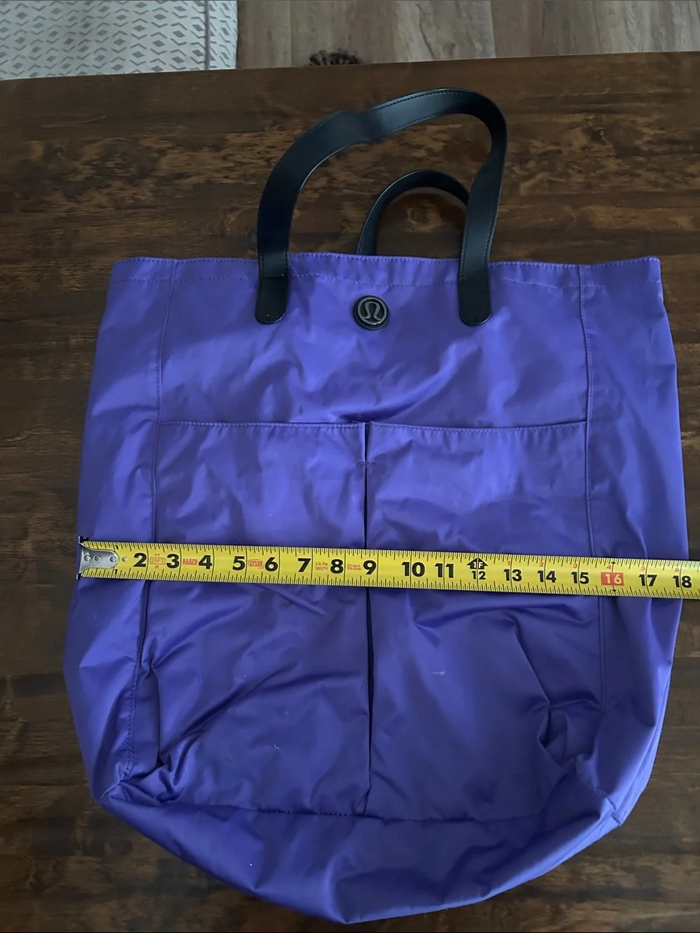 lululemon athletica Purple Nylon Tote Shoulder Bag with Black Handles